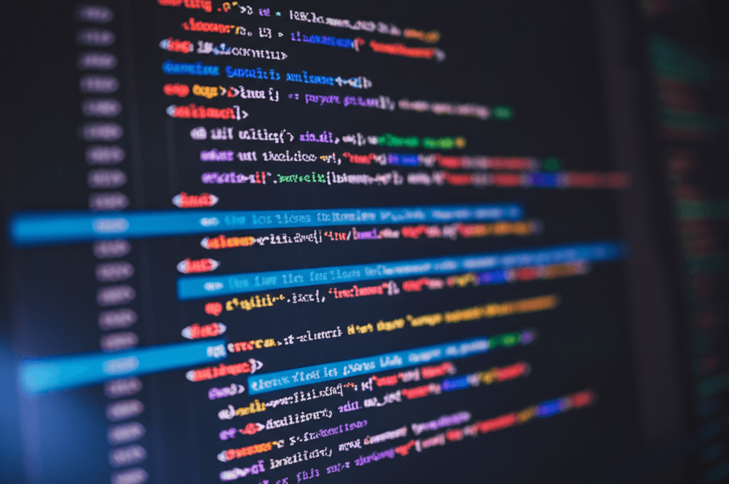 Software development code on a computer screen